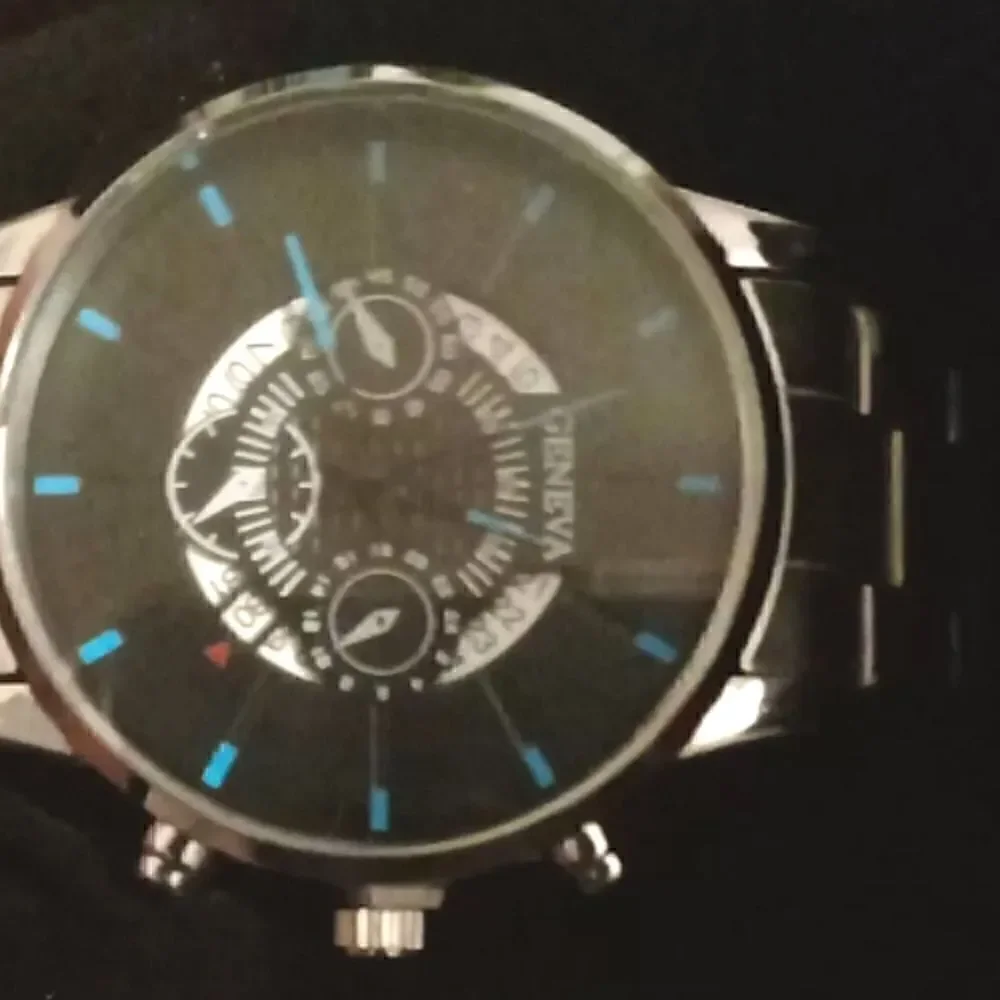 Geneva stainless steel watches for men (Black/Blue) NWOT